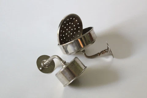 antique bathroom cup soap holder | vtg brass nickel victorian bath tumbler Cover