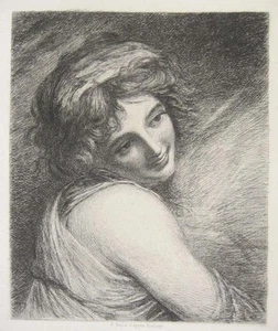 Paul Adolphe Rajon / George Romney Original Etching Limited Emma Hamilton 1880 - Bild 1 von 2