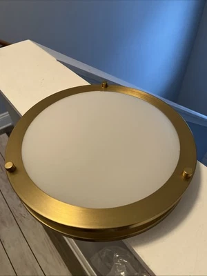 Hampton Bay Flaxmere 12 in. Brushed Gold Dimmable LED Flush Mount Ceiling Light - Image 1 of 2