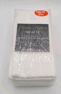 Paquete de 12 servilletas de algodón blancas servilletas de tela servilletas de cena 16" x 16" nuevas en paquete - Imagen 1 de 5