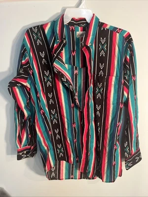 Camisa Vaquera Western Vintage Express Rider Azteca Rayas Navajo SW Para Hombre XL Rodeo Foto 1 de 4