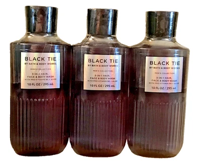 Gel de ducha 3 en 1 para cabello facial 3 Bath Body Works Men Collection Black Tie Body Wash Foto 1 de 2