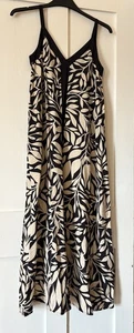 F&F Black Camel Lightweight V Neck Strappy Maxi Dress UK12 L52" - Picture 1 of 14