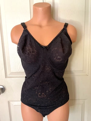 VTG Girdle All in One Girdle ShapeWear Black Lace Underwire Bra Size 40-DD - Image 1 of 4