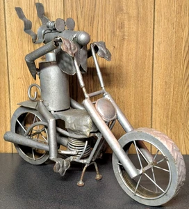 Dog on Motorcycle Wearing Sunglasses ~16"h x 18.5w~ Whimsicle  Metal Sculpture - Picture 1 of 17