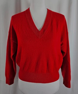 J Crew Madewell Womens  Orange Short Sweater V Neck Pure Cashmere Medium - Image 1 of 4
