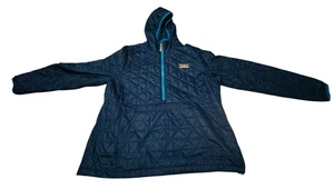 LL Bean 1/2 Zip Hooded Insulated Pullover Quilted Jacket Navy Katahdin NWOT - Picture 1 of 9