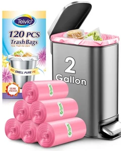Bolsas de basura fuertes de 2 galones 120 cuentas bolsas de basura baño papelera... - Imagen 1 de 7