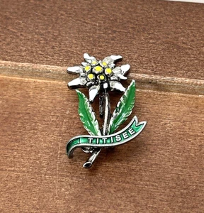 Titisee Germany Metal White Yellow Flower Lapel Hat Pin Button, Vintage - Picture 1 of 3