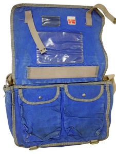 VTG Blue Globetrot Original Danish School Bag DENMARK Canvas PATINA Messenger - Picture 1 of 19