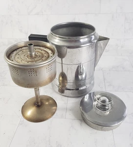 Vintage Comet 5 Tassen Aluminium Kaffeekanne Kaffeemaschine Glasknopf Top Camping Haus - Bild 1 von 11