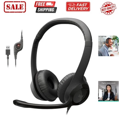 H390 Wired Headphones with Mic, USB-A Headset with Microphone for PC, Noise C... - Image 1 of 4
