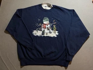 Vintage Jerzees Schneemann Sweatshirt Herren Größe XL Blau Langarm 90er USA - Bild 1 von 7