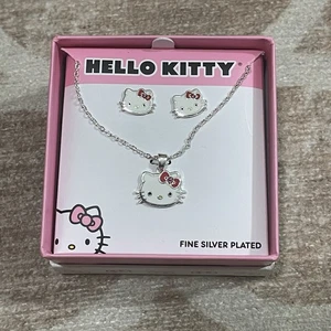 Hello Kitty von Sanrio Halskette Ohrringe versilbert Schmuck - Bild 1 von 3