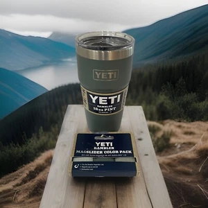 Yeti 16 Oz Stackable Pint CAMP GREEN Rambler W/matching Magslider Pack Lot NEW! - Picture 1 of 9