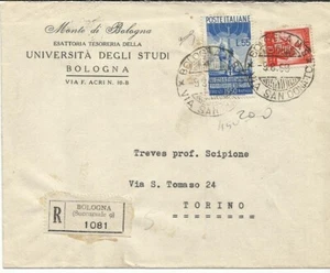 Radiodiffusione Lire 55 + complementare su busta da Bologna a Torino - Picture 1 of 2