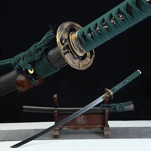 Green Clay Tempered T10 Steel Katana Japanese Samurai Sword Real Hamon Full Tang - Picture 1 of 10