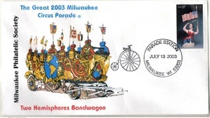 2003 Great Milwaukee Circus Parade Two Hemispheres Bandwagon WI Envelope AAFA - Picture 1 of 2