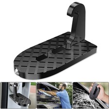 1X Black Aluminum Alloy Foldable Car Doorstep Heavy Duty Foot Pedal Hooking Kits