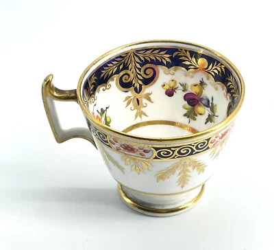 Antique Ridgway Teacup Circa 1820 Handpainted England Blue Gold Floral - Image 1 of 4