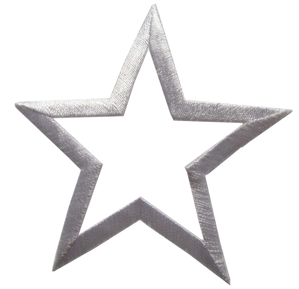 3" Embroidery Iron On White Hollow Star Applique Patch - Image 1 of 1