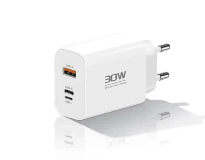 Caricatore Multiplo 30W 3 Porte USB A C L Ricarica Rapida Cellulare Tablet - Immagine 1 di 4