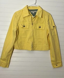 Tommy Hilfiger Women's Large Zip Front Yellow Denim Multi Pocket Jacket - Picture 1 of 7