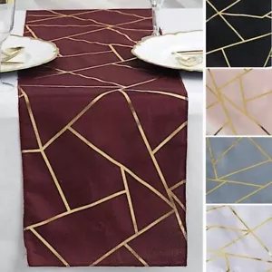 12x108-Inch Geometric Polyester Table Runner Wedding Dinner Party Decorations - Picture 1 of 140