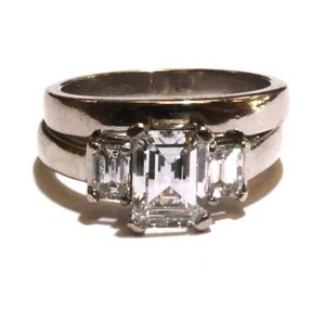 GIA Platin Gold 2,10ct Smaragdschliff Diamant Verlobung Ehering Set 11,5g - Bild 1 von 12