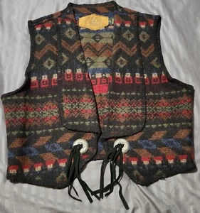 Vtg Woolrich Aztec Navajo Southwest Blanket Vest Wool Nylon Made In USA Size Med - Picture 1 of 6