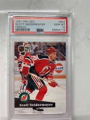1991 Pro Set French Scott Niedermayer Rookie PSA 10 Gem Mint #547 Very low Pop! - Image 1 of 4