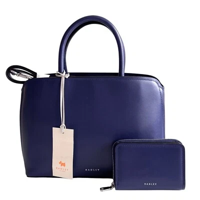 RADLEY Handbag And Purse  Blue Leather Small Bag And Purse Set - Bow Street -New - image 1 of 4