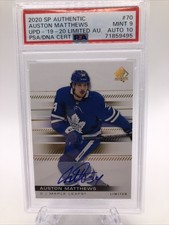 2020-21 SP Authentic Auston Matthews 19-20 Update Limited Auto PSA 9 Auto PSA 10