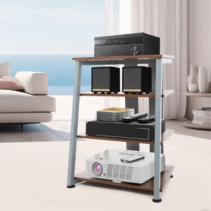 4-Tier AV Media Stand Free Standing AV Media Shelf with 4* Adjustable Feet - Picture 1 of 24