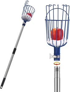 Fruit Picker, 13 Foot Fruit Picker Pole with Basket Apple Orange Picker Tool Tre - Picture 1 of 12