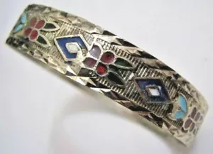 VINTAGE RUSSIAN ENAMEL SILVER PLATED BAND BRACELET - Picture 1 of 1