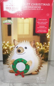 Holiday Time Christmas Hedgehog with Wreath 3' ft Airblown Inflatable Yard Decor - Picture 1 of 3