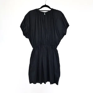 Matteau Cocoon Mini Dress Size 2 AU 8 Black Organic Cotton Pockets - Picture 1 of 6