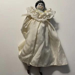 Antique German Porcelain Glazed China Doll with Lace Dress - Picture 1 of 12