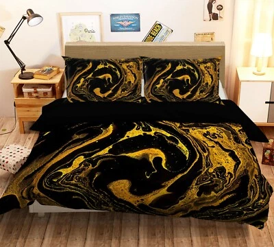 3D золотой абстрактный ZHUA4773 кровать наволочки одеяло пододеяльник комплект королева король Zoe - Изображение 1 из 4
