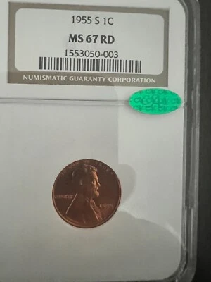 1955 - S  Lincoln Penney NGC 67 Red CAC Label Free Shipping USA Only (48) - Image 1 of 2