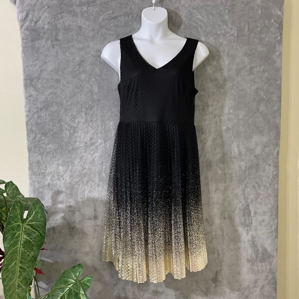 Vestido Roz & Ali Encaje Ombre Cóctel Fiesta Evento Mujer Talla 14 Negro/Dorado Foto 1 de 4