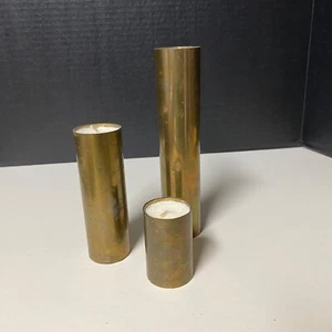 Vintage MCM Messing Zylinder Teelicht Kerzenhalter 3er Set • Elegant! - Bild 1 von 7