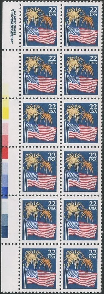 Block of 12 stamps - Scott 2276 - 22 cent - Flag and Fireworks - 1987 - MNH - Image 1 of 1