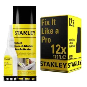 Stanley A552 Stone & Marble Glue CA Adhesive + Activator  3.4 + 13.5oz - 12 Pack - Picture 1 of 5