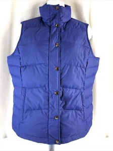 Gilet tampone Lands' End oca da donna taglia S 6-8 blu a scatto isolato anteriore - Foto 1 di 13