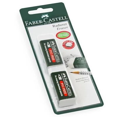 FABERCASTELL Faber-Castell Pvc-Frei Radiergummi - Weiß - Groß ( Grün Ärmel) - Pack 2