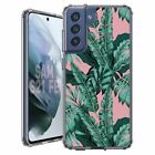 For Samsung Galaxy S20 S21 S23 FE 5g TPU Case+Glass(Leafs/Pink Pattern)