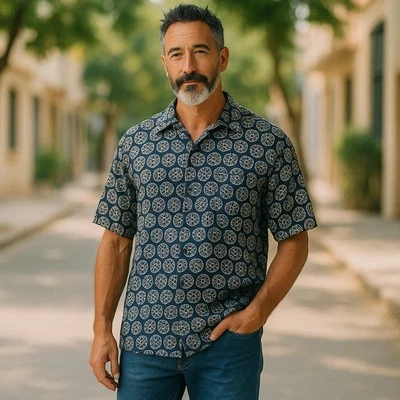 Men’s Perry Ellis Silk Short Sleeve Casual Button Down Resortwear Vacation XL - Image 1 of 4