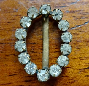 antique Edwardian small clear rhinestone dress or choker belt buckle slider -336 - Picture 1 of 2
